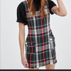 Zara TRF Plaid Tweed Mini Dress Jumper Small